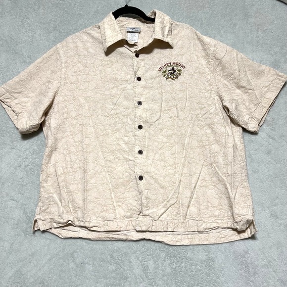 Vintage Disney Parks Mickey Mouse in Paradise Embroidered Camp Shirt Size L - Picture 3 of 7